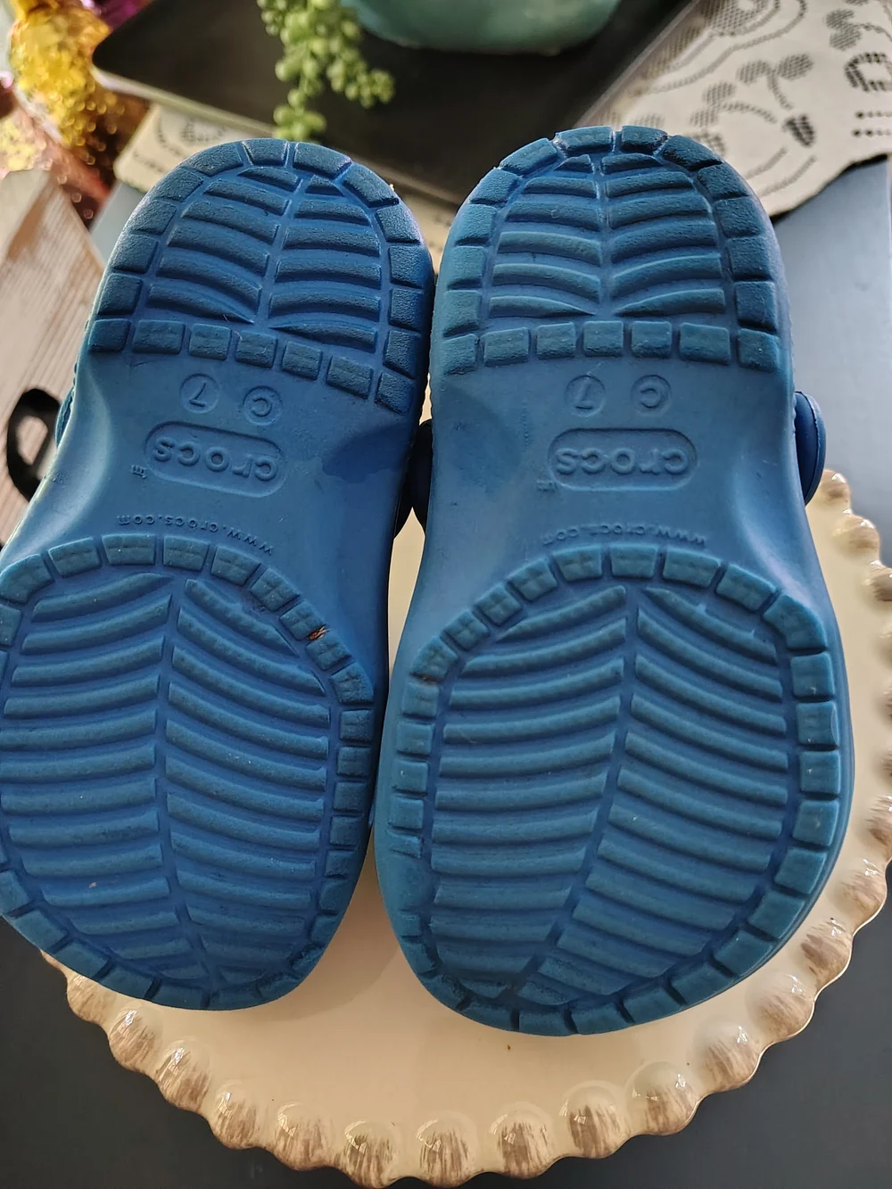 Blue Kids Crocs-Style Clog with Rainbow & Star Charms Sz.7